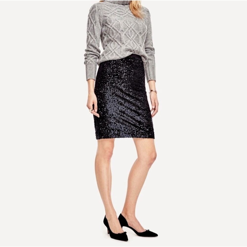 Ann Taylor Midnight BLUE Sequin Pencil Skirt